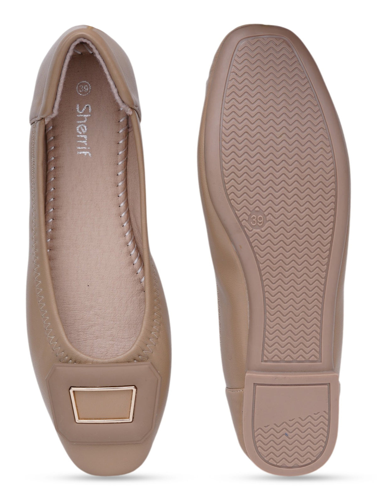 Sherrif Geometric Buckle Ballet Flats