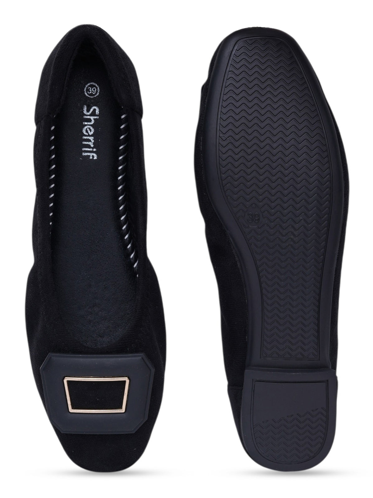 Sherrif Geometric Buckle Ballet Flats