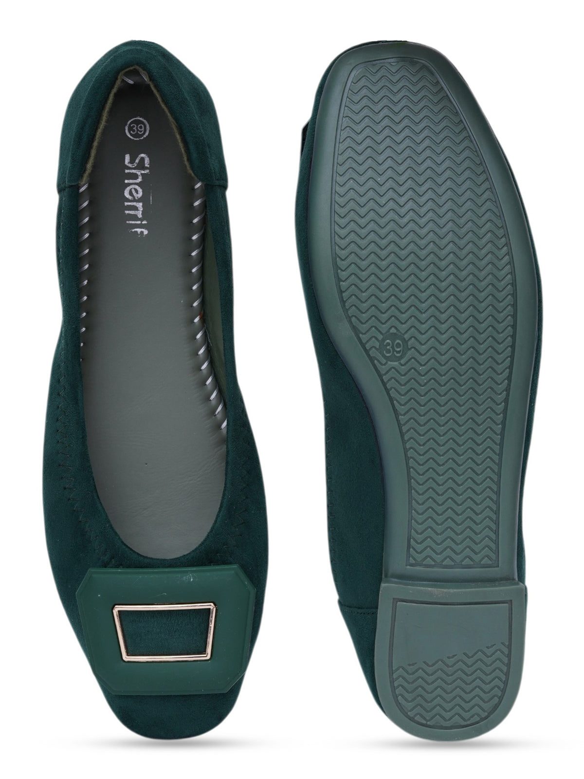Sherrif Geometric Buckle Ballet Flats